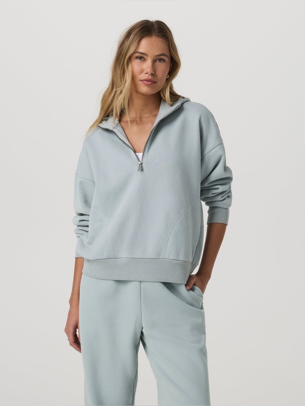 Vuori Restore Relaxed Half Zip Hoodie – Blue Haze – Size Large - Picture 3 of 9
